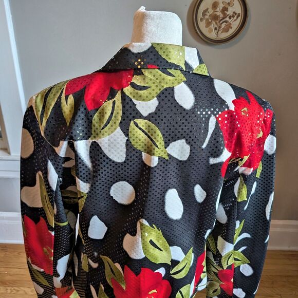 Vintage 90s Y2K Mesmerize Sequin Jacket Floral Blazer Whimsigoth Size Small - Picture 11 of 11